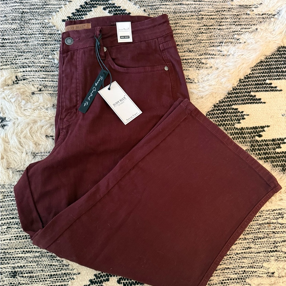Express Dark Red Straight-Leg Pants